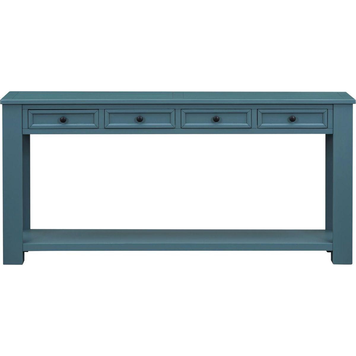 Console Table/Sofa Table with Storage Drawers and Bottom Shelf for Entryway Hallway(Dark Blue)