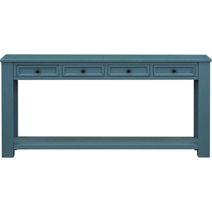 Console Table/Sofa Table with Storage Drawers and Bottom Shelf for Entryway Hallway(Dark Blue)