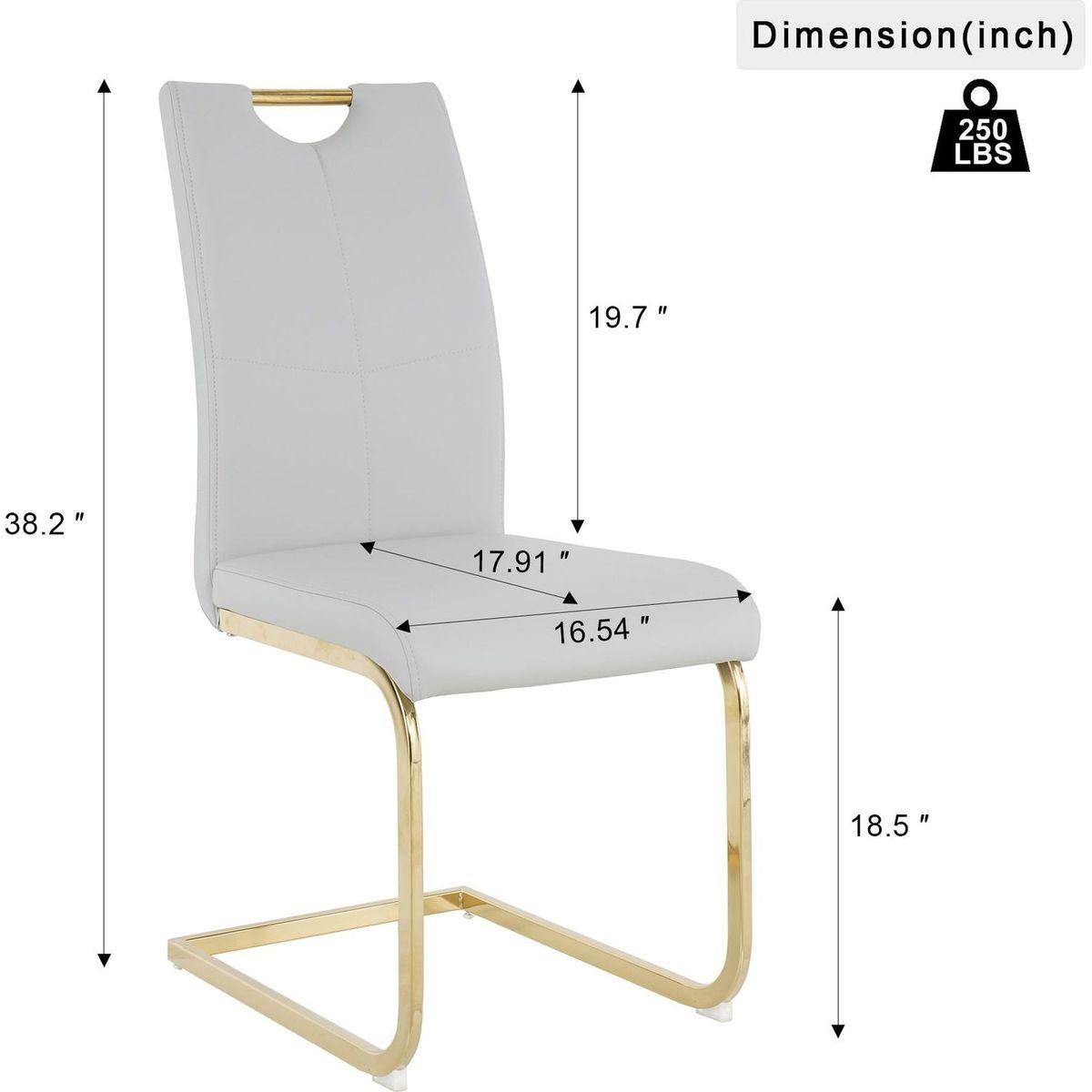 Modern Dining Chairs with Faux Leather Padded Seat Dining Living Room Chairs Upholstered Chair with gold Metal Legs Design for Kitchen, Living, Bedroom, Dining Room Side Chairs Set of 2