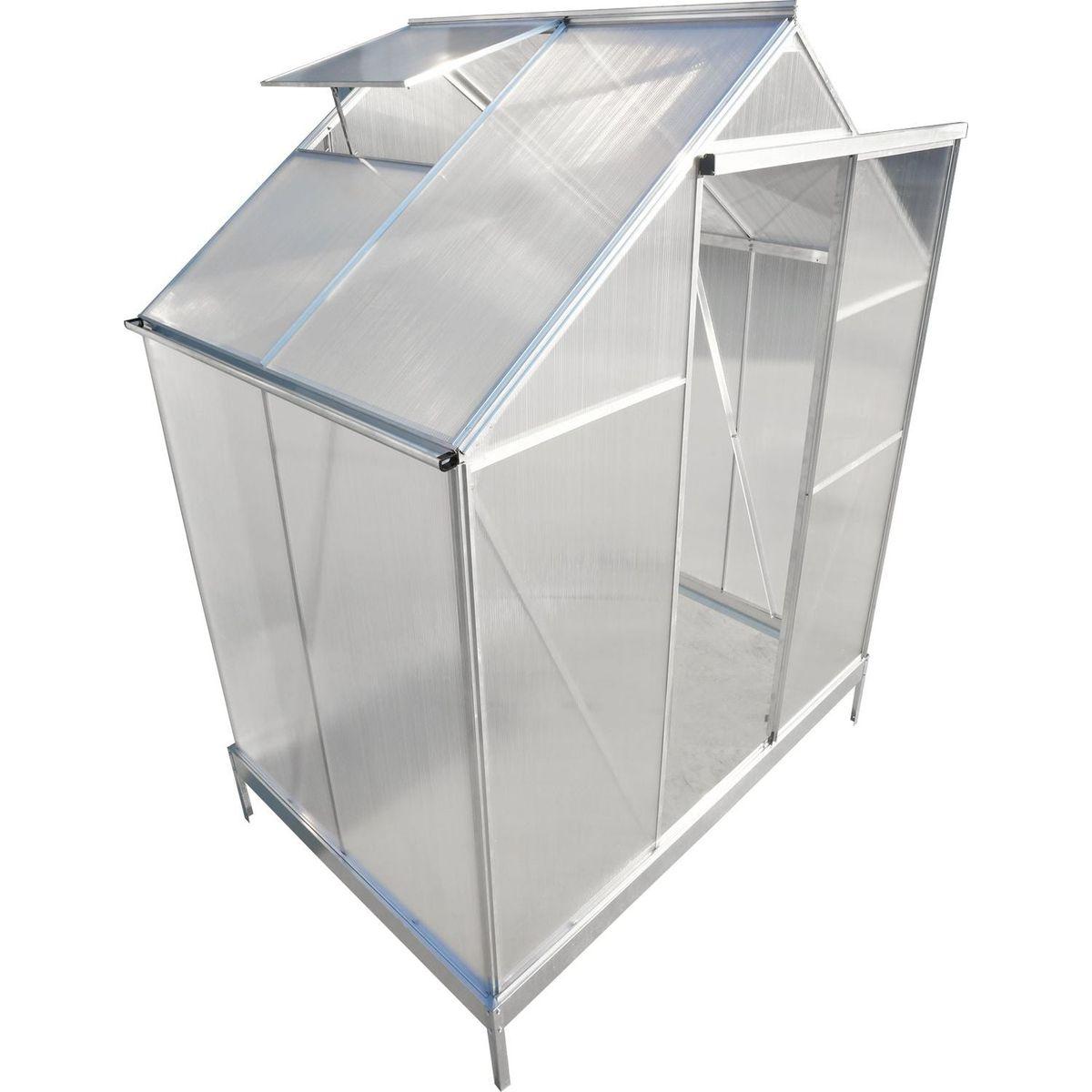 6.3'x4.2'x7' Polycarbonate Greenhouse, Heavy Duty Outdoor Aluminum Walk-in Green House Kit with Rain Gutter, Vent and Door for Backyard Garden, color aluminium