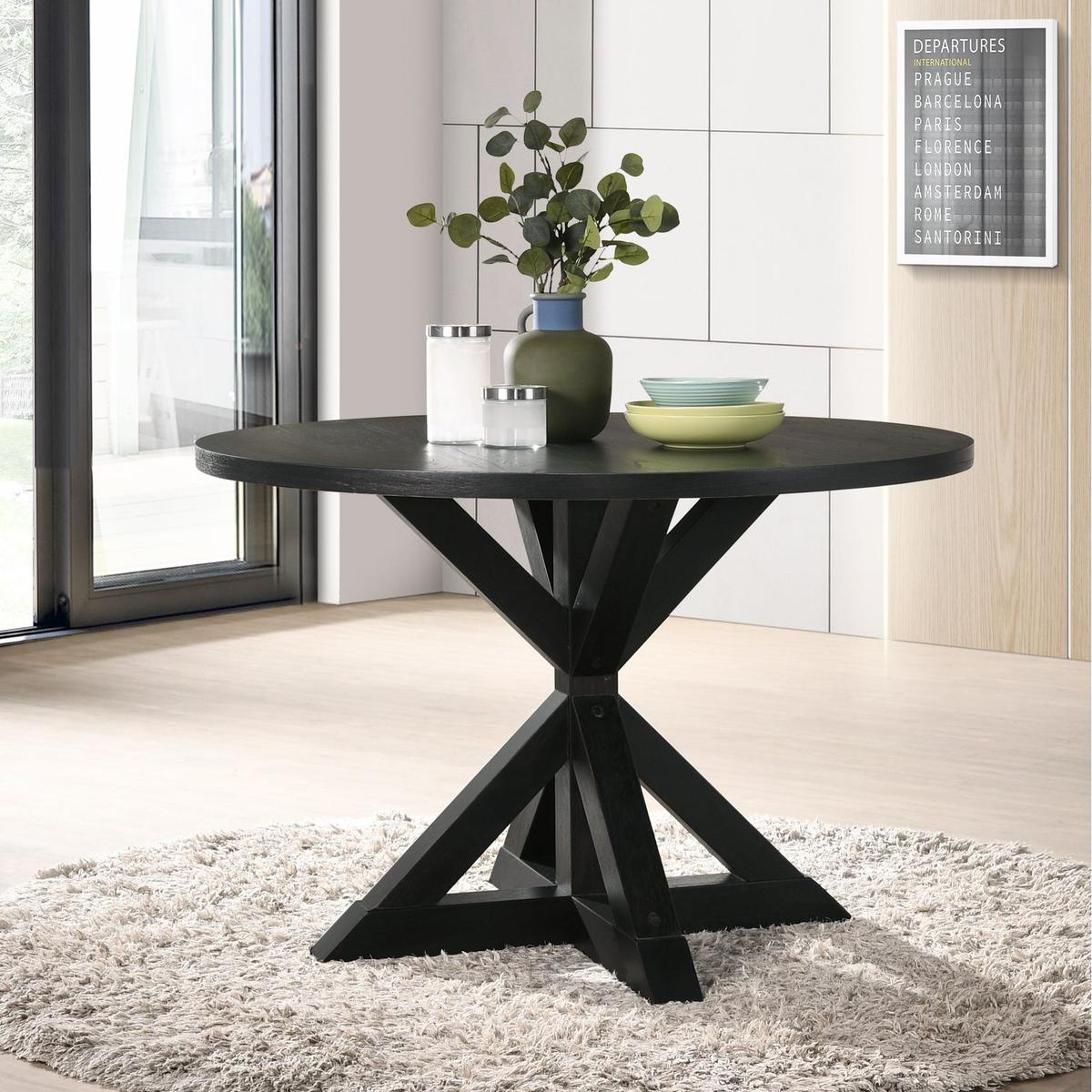 indvale Cross-Buck Wood 5-Piece Dining Set in Black