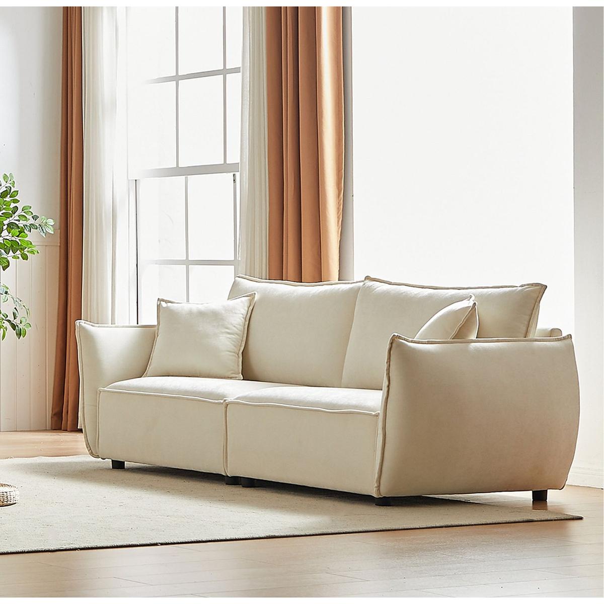 88" Modern Living Room Sectional, Wide Living Room Sectional, Stylish chenille Triple Sectional with Extra 2 Pillows, Thickly Padded Seat and Back and Armrests for Apartment, Living Room