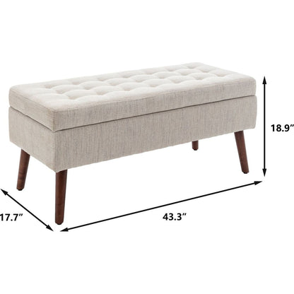 Storage Bench with Storage Bench for Bedroom End of Bed Bench Foot of Bed Bench Entryway Bench Storage Ottoman Bench 43.7" W x 18.1" D Off White Bench