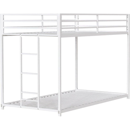 Adam Sturdy Twin over Twin Metal Bunk White for Kids and Adult, Low Profile and Easy Climbing with Stable Ladder