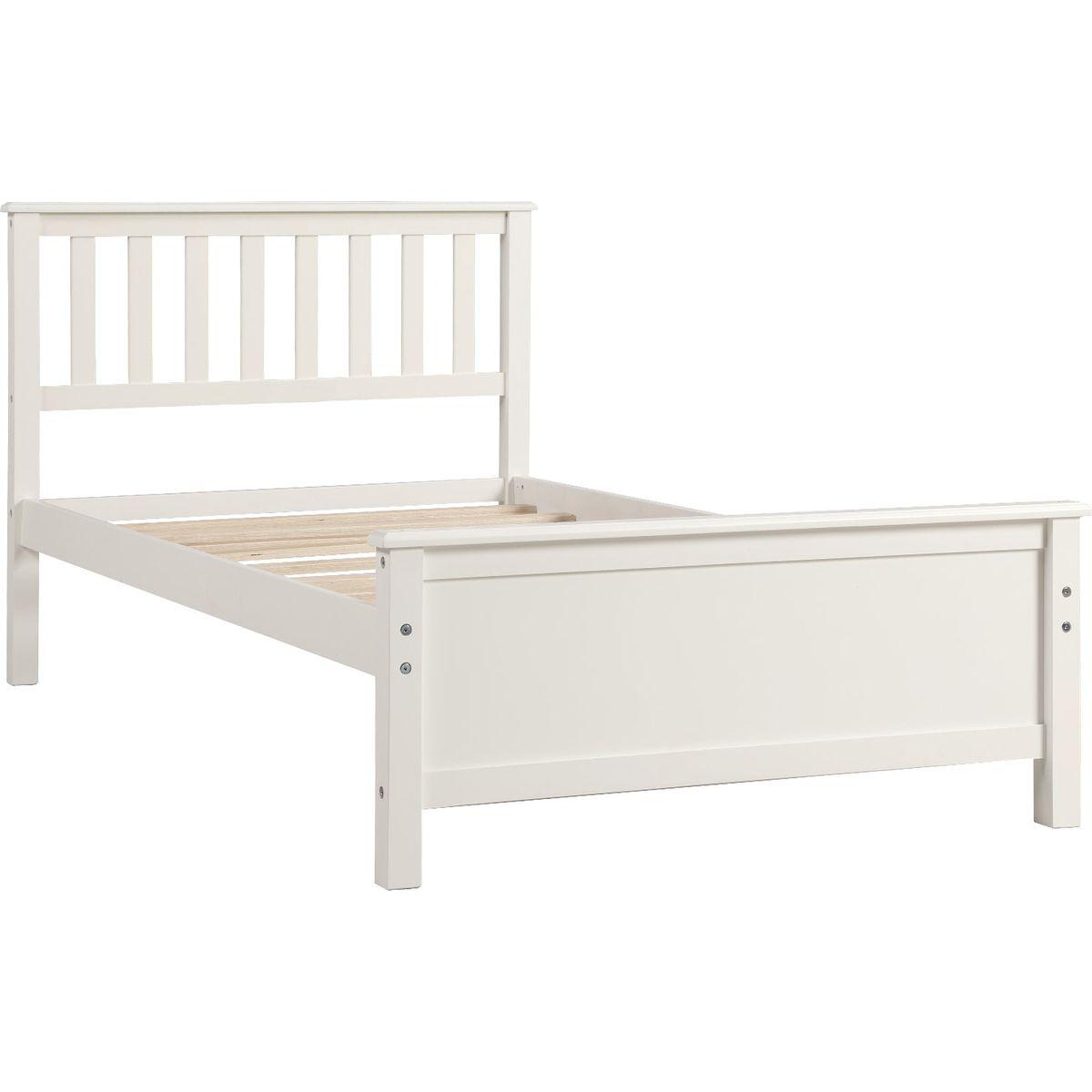 Twin Size Wood Platform Bed with Headboard,Footboard and Wood Slat Support, White