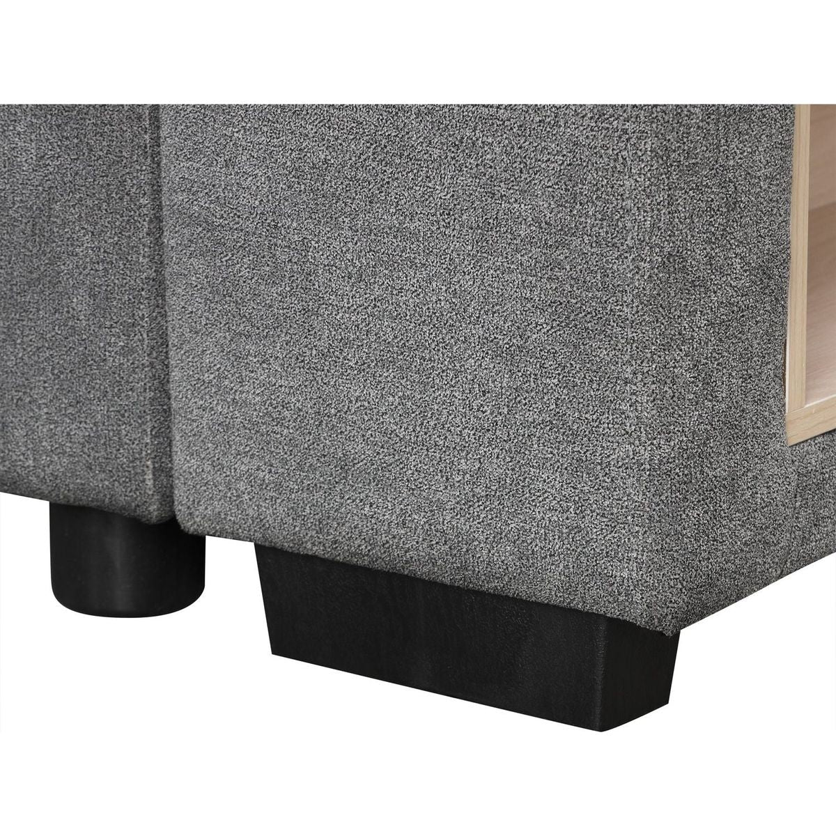 109" U-shaped Sectional Sofa Pull-out Sofa Bed with Two USB Ports, a Storage Chaise Lounge and Four Back Pillows for Living Room, Grey