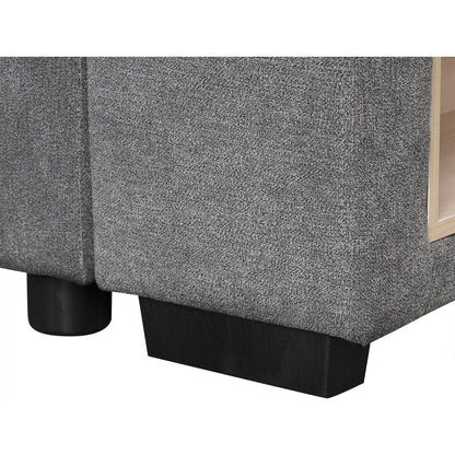 109" U-shaped Sectional Sofa Pull-out Sofa Bed with Two USB Ports, a Storage Chaise Lounge and Four Back Pillows for Living Room, Grey