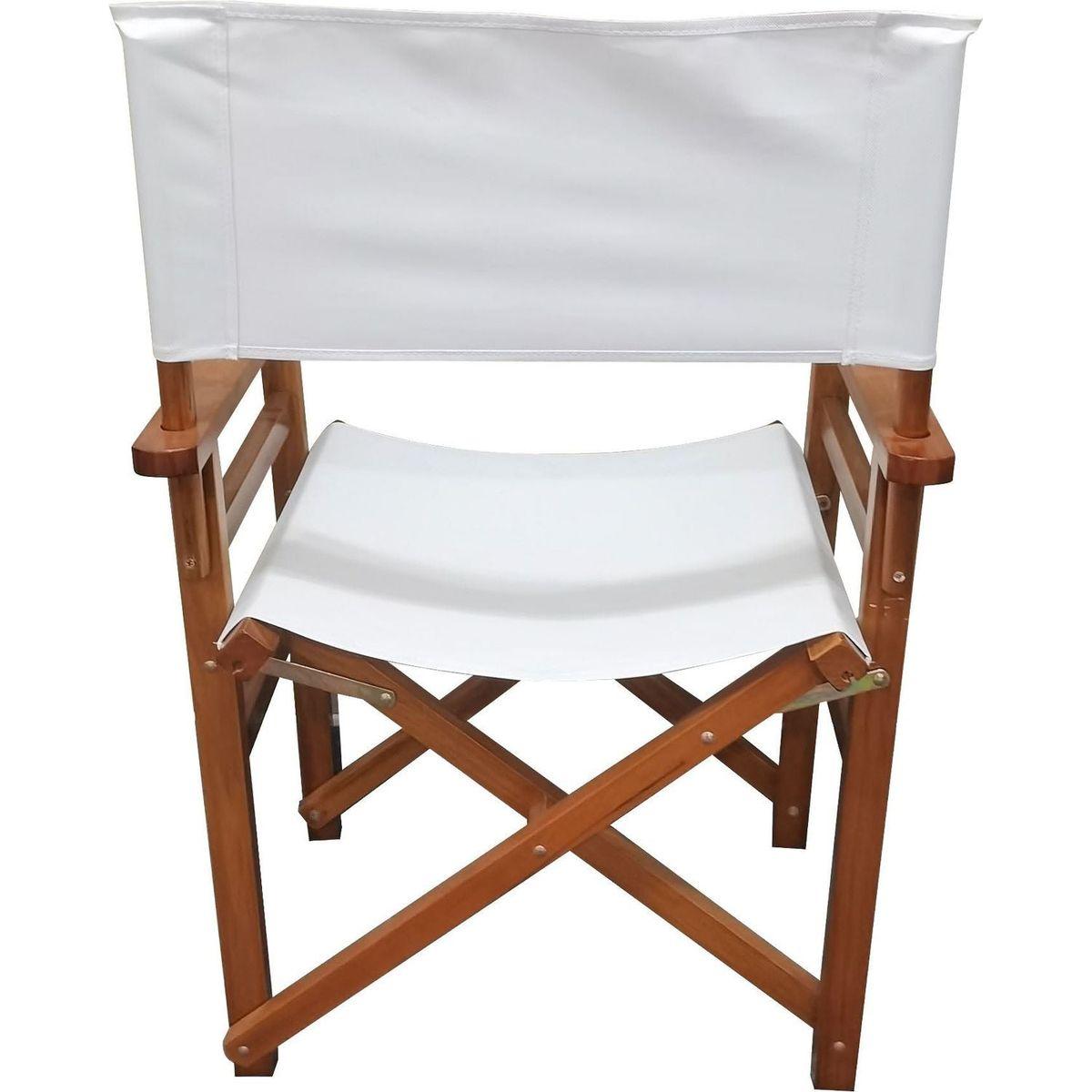 Folding Chair Wooden Director Chair Canvas Folding Chair Folding Chair 2pcs/set populus + Canvas (Color : White)