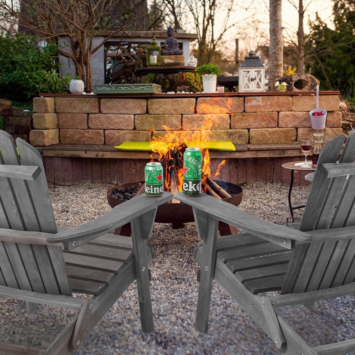 Wood Lounge Patio Chair for Garden Outdoor Wooden Folding Adirondack Chair Set of 2 Solid Cedar Wood Lounge Patio Chair for Garden, Lawn, Backyard