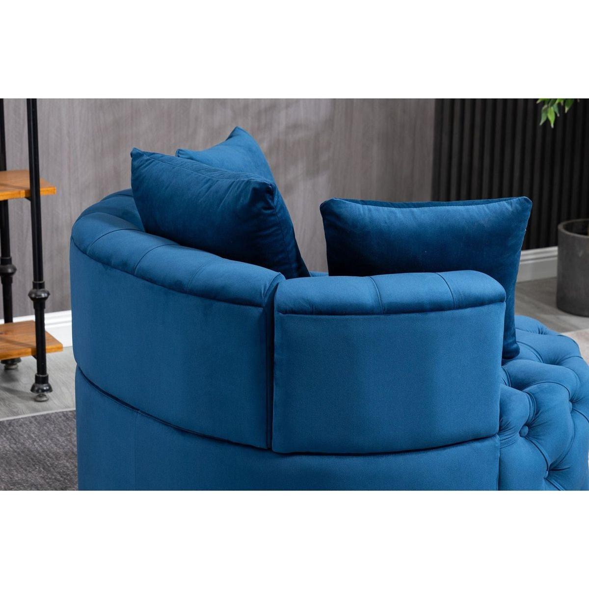 Accent Chair / Classical Barrel Chair for living room / Modern Leisure Sofa Chair (Blue)