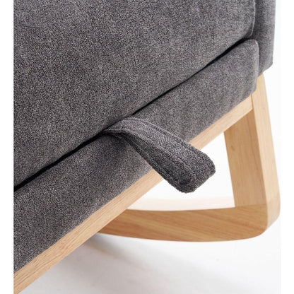 Accent Rocking Chair with Footrest High Back Rubber Wood Rocking Legs Bedroom Living Space 26.77D X 38.36W X 39.76H Inch