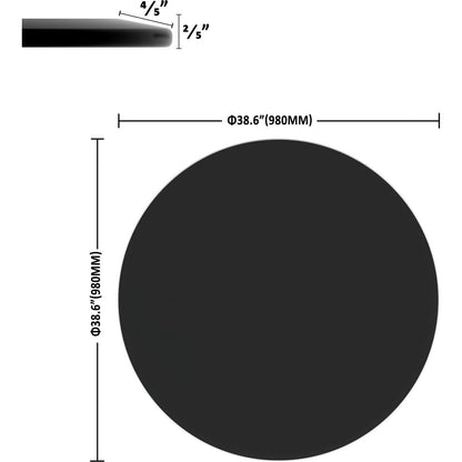 38.6" Inch Round Tempered Glass Table Top Black Glass 2/5" Inch Thick Beveled Polished Edge