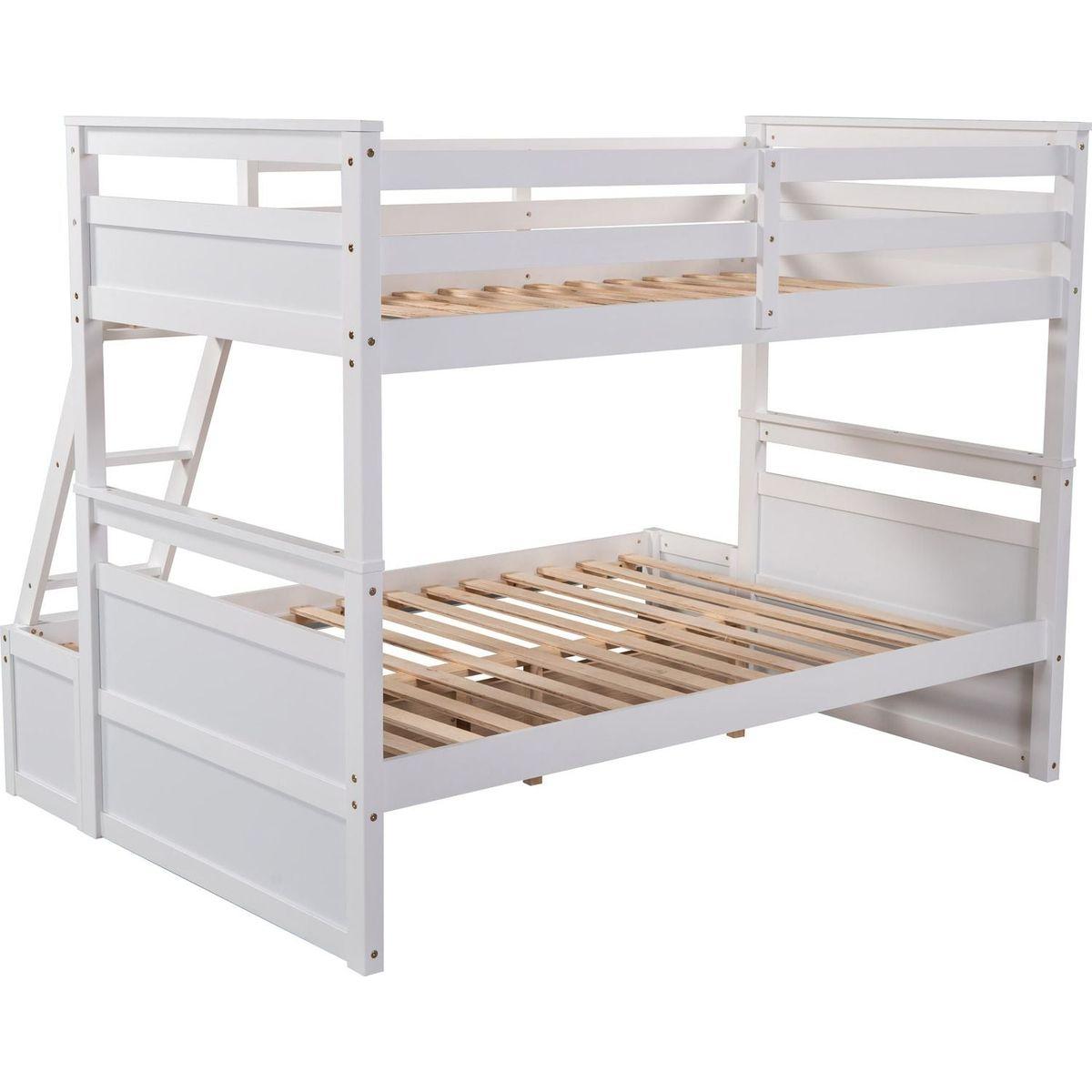 Twin over Full Bunk Bed with Storage - White