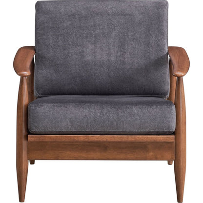 Alisa Accent Chair, Charcoal Fabric & Brown Finish