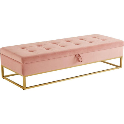 58.6" Bed Bench Metal Base with Storage Pink Velvet