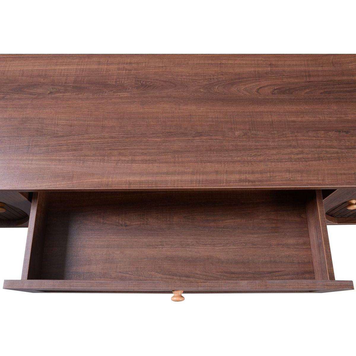 Rattan TV Stand for TVs up to 75", Modern Farmhouse Media Console, Entertainment Center with Solid Wood Legs, TV Cabinet for Living Room,Home Theatre
