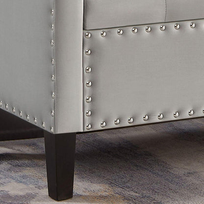 Upholstered Tufted Button Storage Bench with nails trim,Entryway Living Room Soft Padded Seat with Armrest,Bed