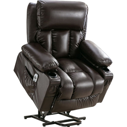 Power Lift Recliner Chair Recliners for Elderly with Heat and Massage Recliner Chair for Living Room with Infinite Position and Side Pocket,USB Charge Port.BROWN