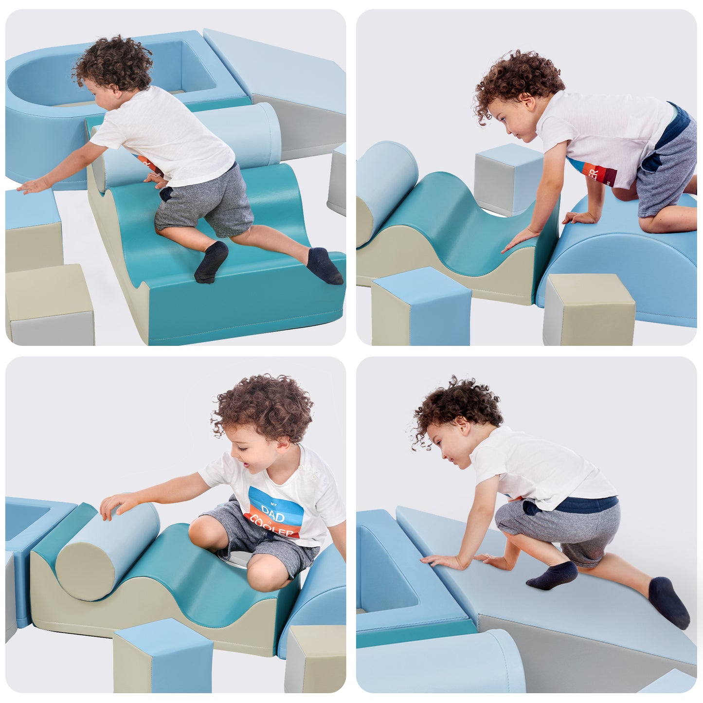 Soft Climb and Crawl Foam Playset 8 in 1, Safe Soft Foam Nugget Block for Infants, Preschools, Toddlers, Kids Crawling and Climbing Indoor Active Play Structure