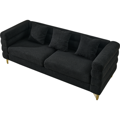 3-seater + 2-seater Combination sofa.BLACK teddy