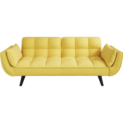 57 inch yellow sofa Soft two armrests throw pillow pillow comfortable fit apartment bedroom small space
