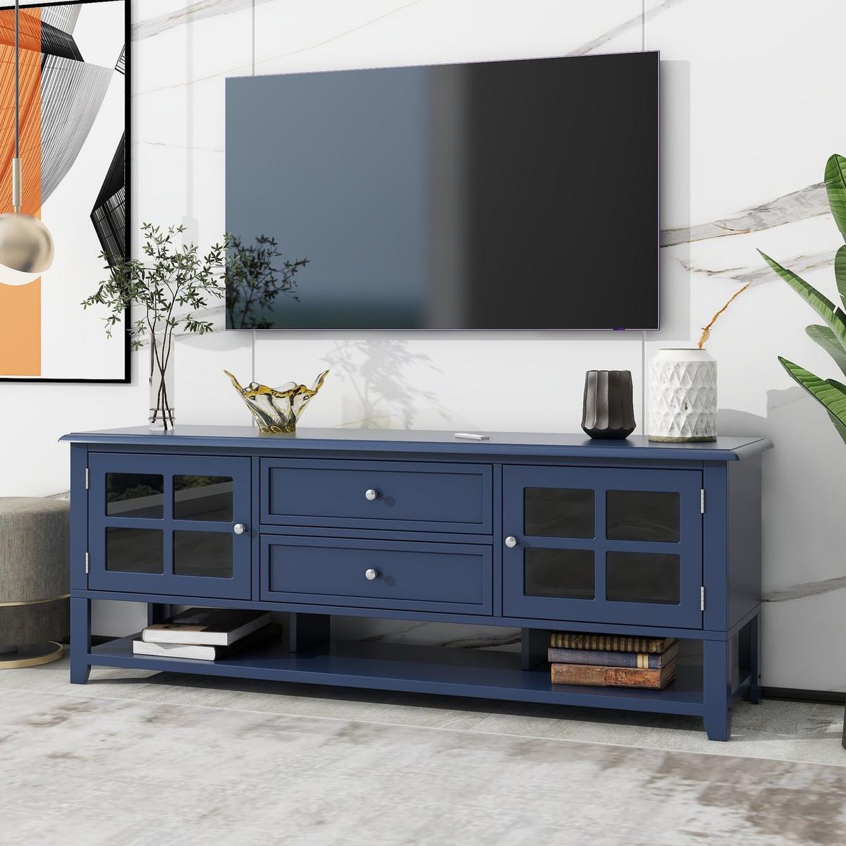 TV Stand for TVs up to 60", Entertainment Center with Multifunctional Storage Space, TV Cabinet with Modern Design, Media Console for Living Room, Bedroom - Streamdale Furniture