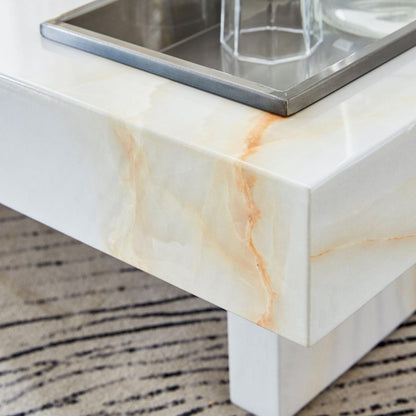 A modern and practical coffee table with imitation marble patterns, made of MDF material. The fusion of elegance and natural fashion 31.4"x 31.4"x 12 "
