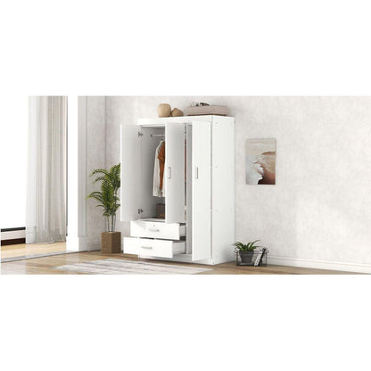 3-Door Wardrobe with 2 Drawers, White