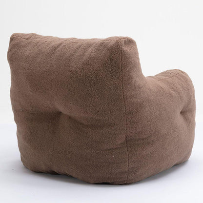 Soft Teddy Fabric Tufted Foam Bean Bag Chair With Teddy Fabric Coffee