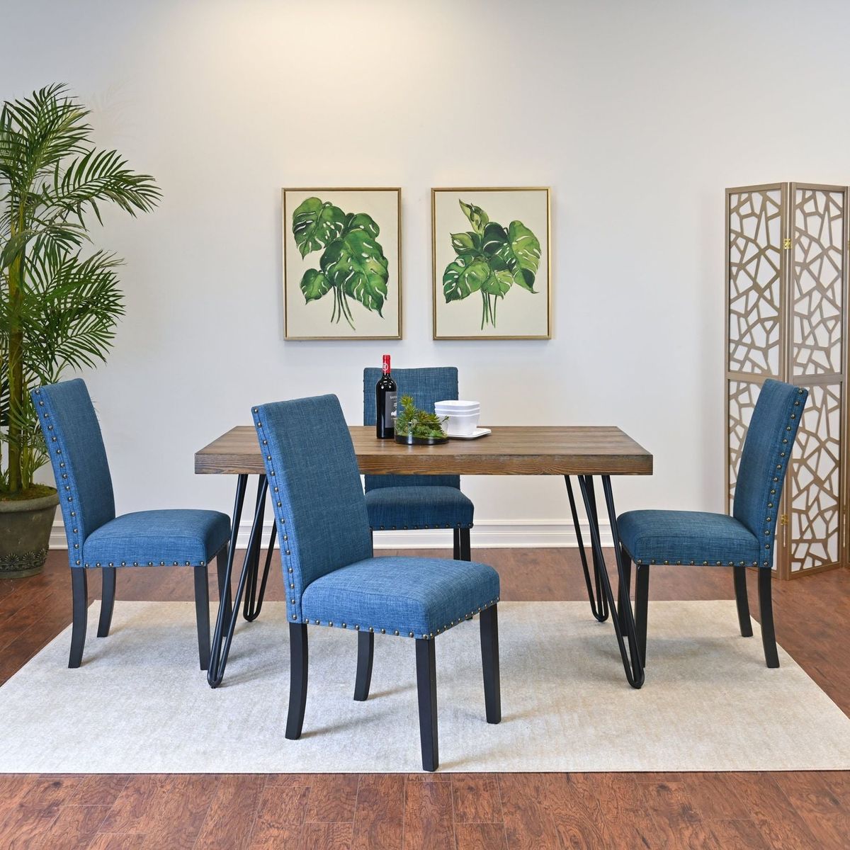 Amisos 5-Piece Dining Set, Hairpin Dining Table with 4 Chairs, 3 Color Options