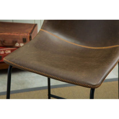 Lotusville Vintage PU Leather Dining Chairs, Set of 2, Antique Brown