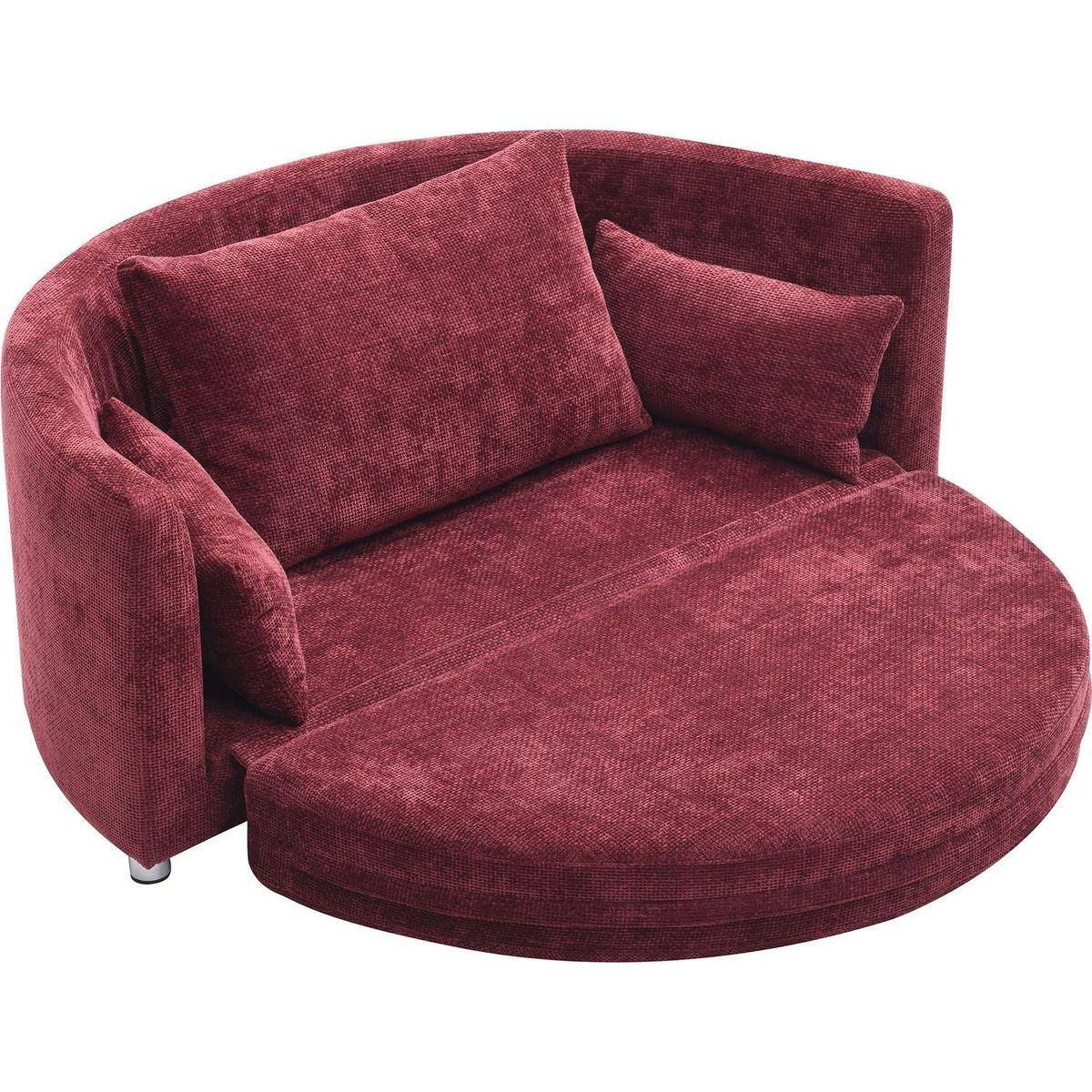 Foldable Sleeper sofa bed, Floor Sofa Chair Bed,multi-functional, circular bed, adjustable Futon Sofa Folding Lazy Sofa couch,double, for balcony, living room, sitting and sleeping sofa,Burgundy