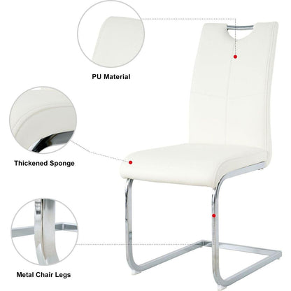 Modern Dining Chairs with Faux Leather Padded Seat Dining Living Room Chairs Upholstered Chair with Chrome Metal Legs Design for Kitchen, Living, Bedroom, Dining Room Side Chairs Set of 4