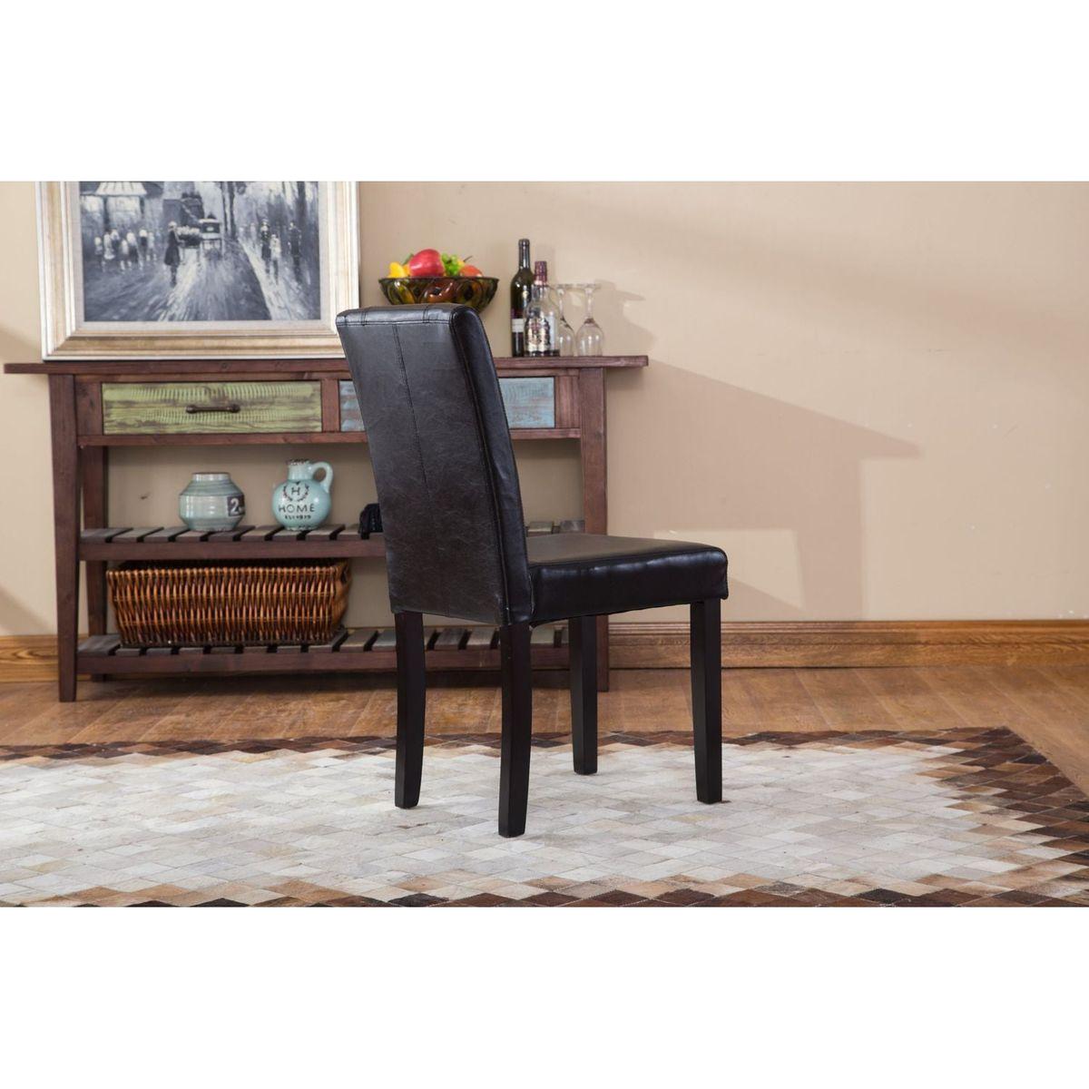 Urban Style Solid Wood Leatherette Padded Parson Chair, Black, Set of 2