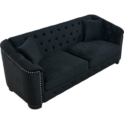 3-seater + 3-seater Combination sofa.Velvet black