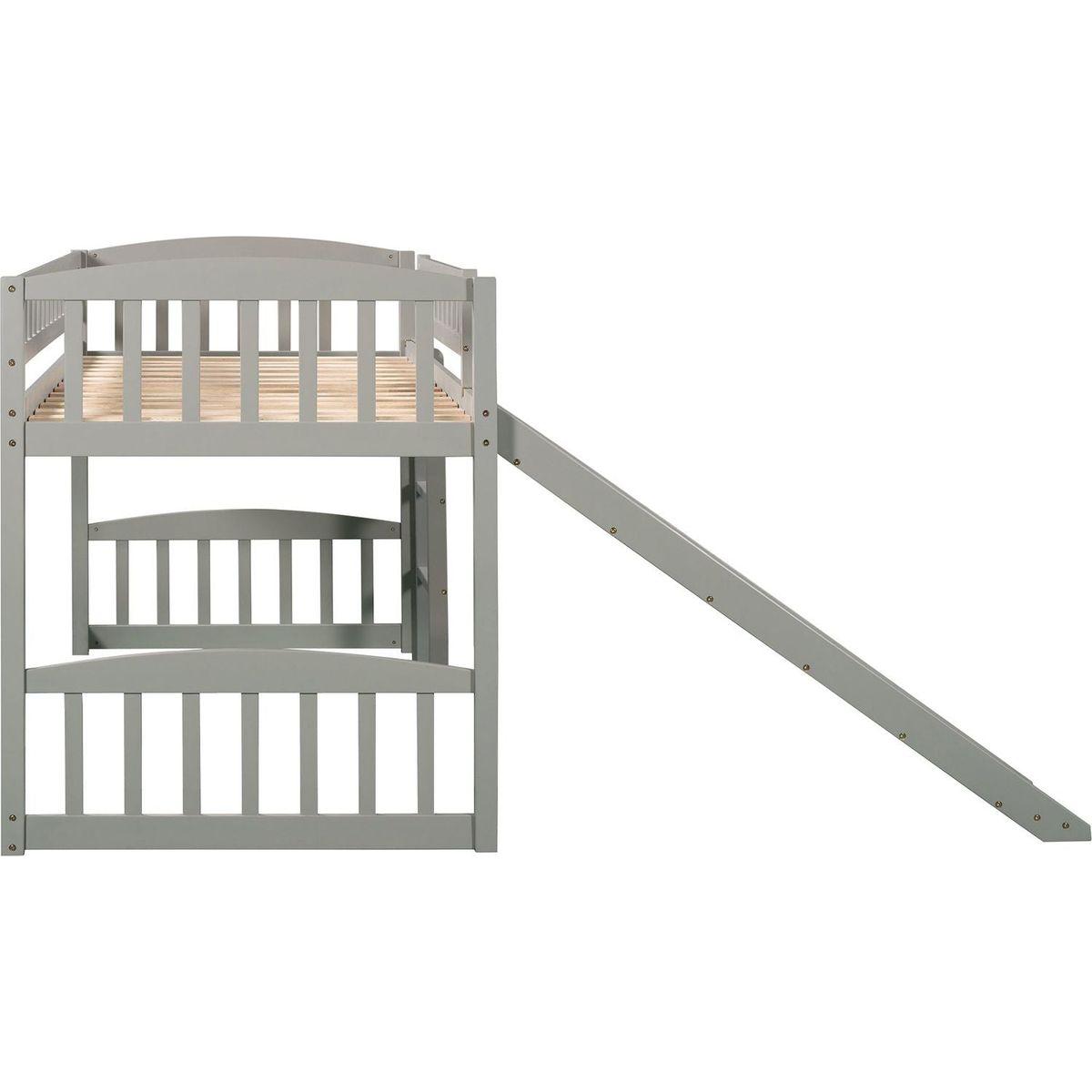 Twin size Loft Bed with Slide and Ladder, Gray