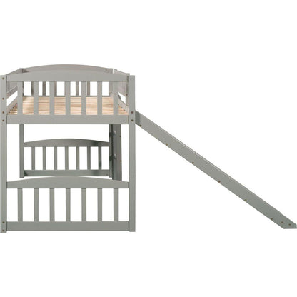 Twin size Loft Bed with Slide and Ladder, Gray