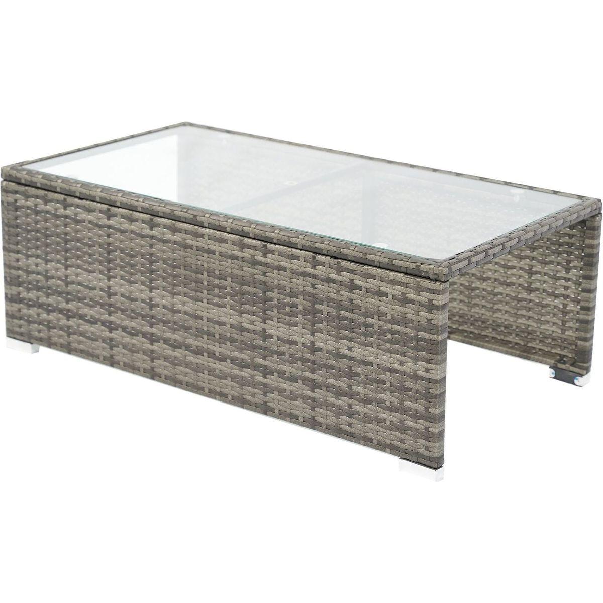 8 Piece Patio Sectional Wicker Rattan Outdoor Furniture Sofa Set with One Storage Box Under Seat and Cushion Box Grey wicker + Black Cushion + Clear Glass Top