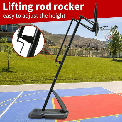 Height Adjustable 7 to 10ft Basketball Hoop 44 Inch Backboard Portable Basketball Goal System with Stable Base and Wheels, use for Outdoor