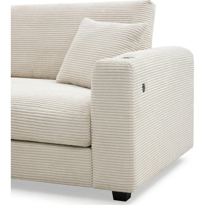 134x54"Oversized Corduroy Sectional Sofa,L Shaped Cloud Couch with USB Charging Port,Cup Holder,Deep Seat Sofa Bed with 50" Chaise,Comfy Indoor Furniture for Living Room,3 Colors