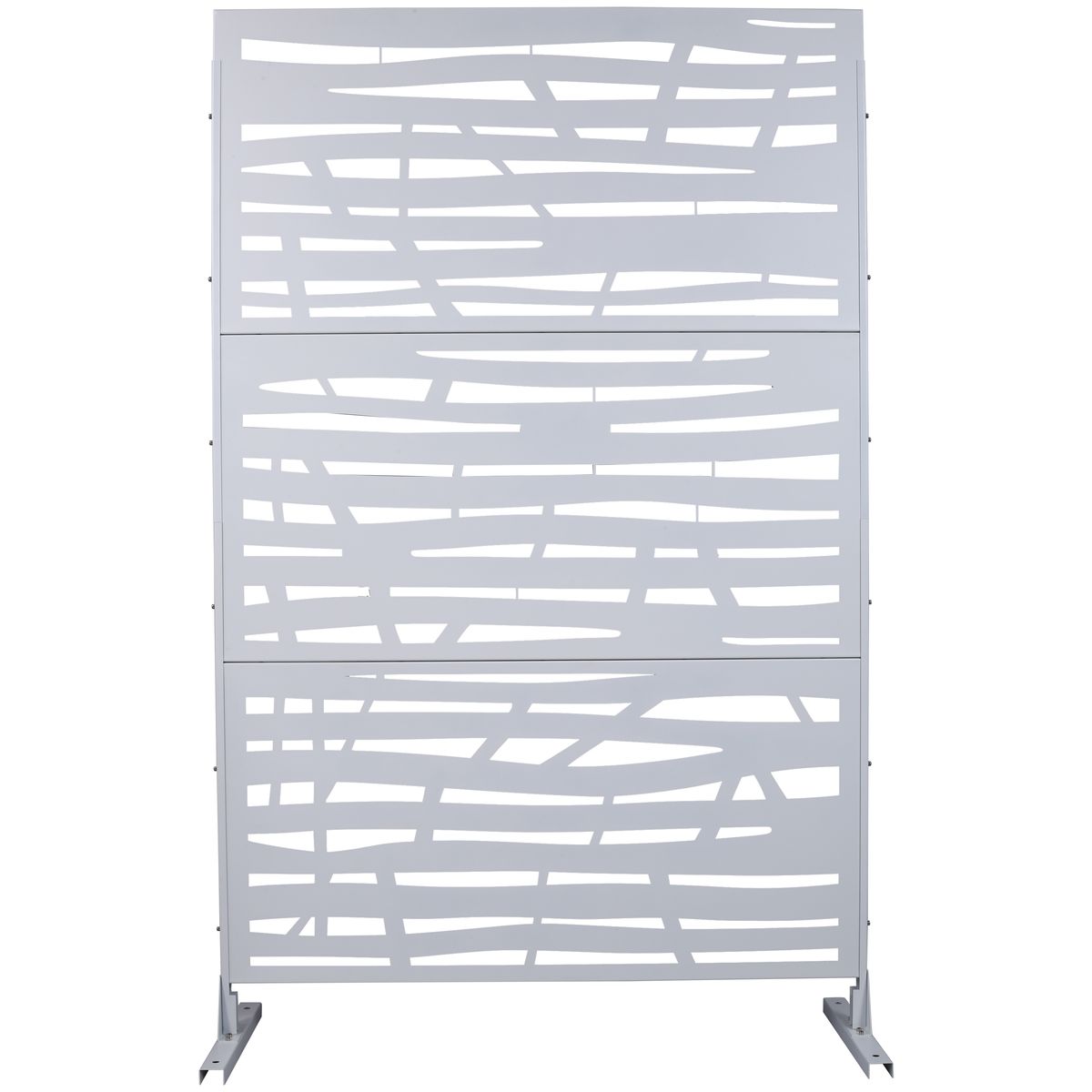 Outdoor & Indoor Privacy Screen Metal Privacy Screen 76' H×48' W, Freestanding Decorative Screen for Deck Balcony Patio in White