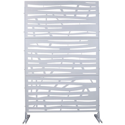 Outdoor & Indoor Privacy Screen Metal Privacy Screen 76' H×48' W, Freestanding Decorative Screen for Deck Balcony Patio in White