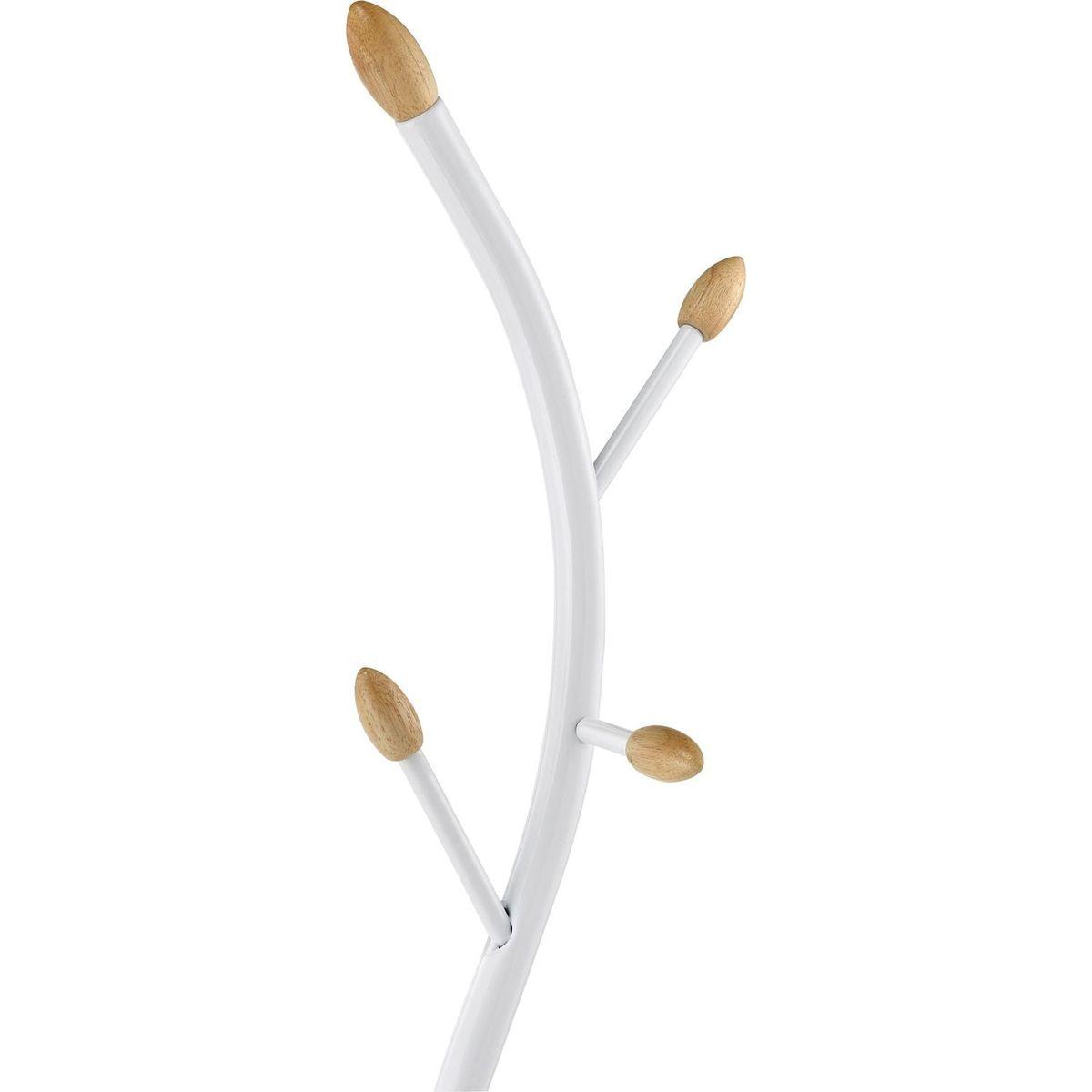 Arles Metal Whtie and Oak Standing Coat Rack