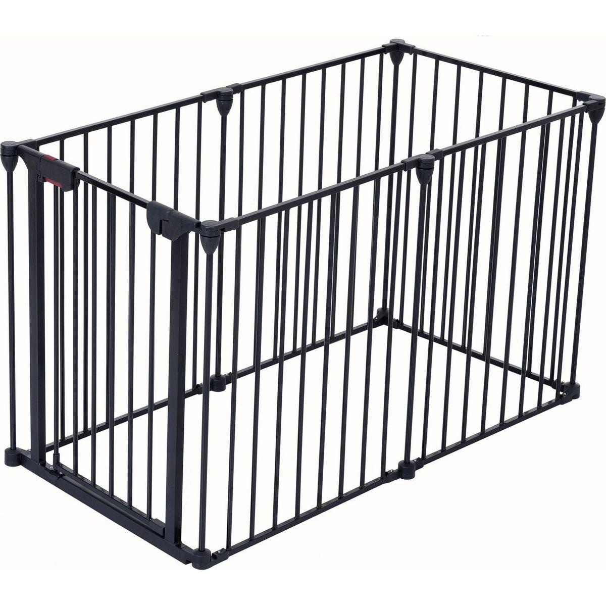 150" Adjustable Safety Gate 6 Panels Play Yard Metal Doorways Fireplace Fence Christmas Tree Fence Gate for House Stairs Gate prohibited area fence