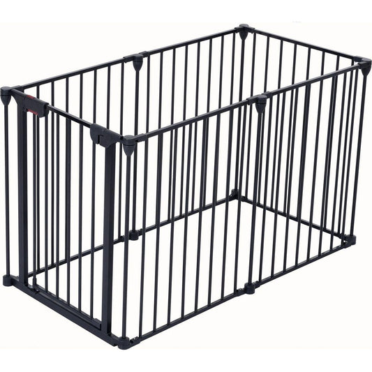 150" Adjustable Safety Gate 6 Panels Play Yard Metal Doorways Fireplace Fence Christmas Tree Fence Gate for House Stairs Gate prohibited area fence