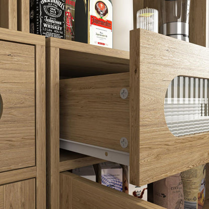 67" Tall Pantry Buffet Cabinet Freestanding Hutch Cupboard for Home, Kitchen,Tall Freestanding Liquor Cabinet Bar for Kitchen, Dining Room
