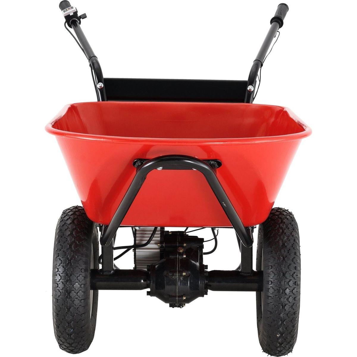 RedRock Wheelbarrow Utility Cart Electric Powered 24V DC 180W AGM Battery 330lbs (150kgs) Max Capacity Barrel Dump Material Debris Hauler