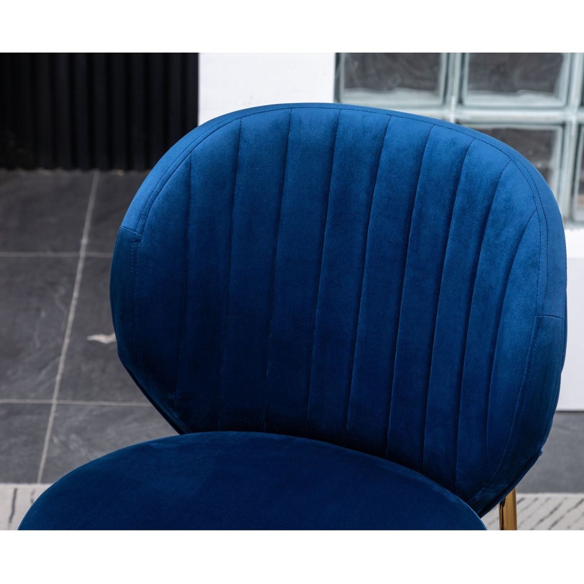Amoa Contemporary Velvet Upholstery Dining Chair, Blue