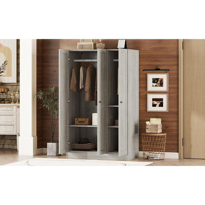 3-Door Shutter Wardrobe with shelves, Gray