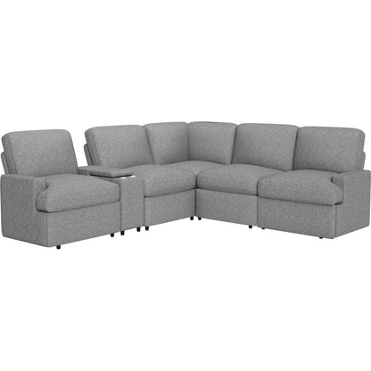 104" Power Recliner Corner Sofa Home Theater Reclining Sofa Sectional Couches with Storage Box, Cup Holders, USB Ports and Power Socket for Living Room, Grey